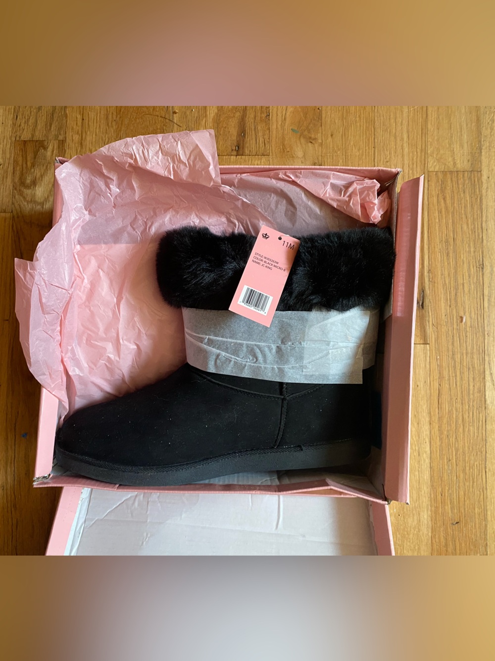 Juicy Couture Black Faux Fur Cuff Ankle Booties